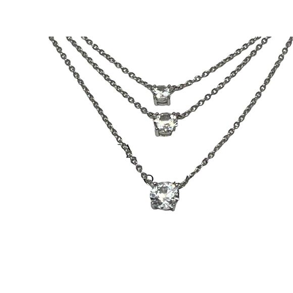 Sterling Silver Lab Sapphire (1.5 cts.)Layered Necklace Stunning Luxury Chic NEW - Picture 12 of 16